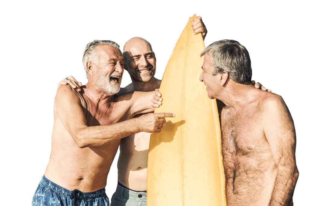 audicao longevidade amigos surfistas sorrindo site clinica estrela brasil